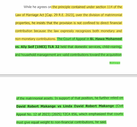 MATRIMONIAL DIVISION UNDER THE LAW OF MARRIAGE ACT PARTICULARY UNDER SECTION 114 OF THE LAW OF MARRIAGE ACT [CAP 29 R.E.2023]